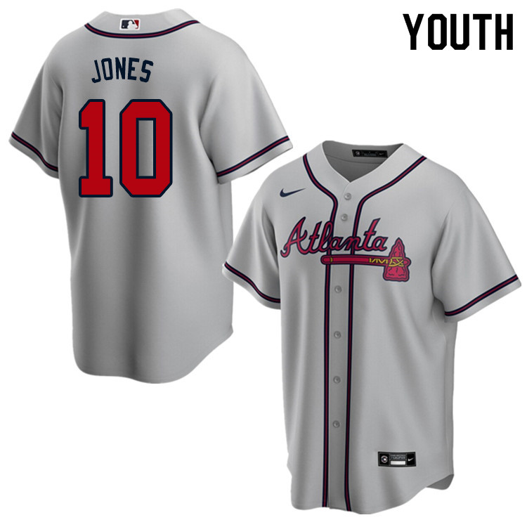 Nike Youth #10 Chipper Jones Atlanta Braves Baseball Jerseys Sale-Gray